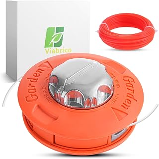 Grass Trimmer Replacement Spool Head M10 x 1.25 Left-Hand Thread with 15m 2.4mm Strimmer String Wire for Brush Cutter Universal Mowing Head, Color Orange