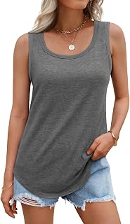 DUOEASE Women's Loose Round Neck Basic Cotelee Tops Fashion Sleeveless Summer Top