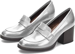 SHODENSE Women Vintage Chunky Heel Loafers Pumps Platform Round Closed Toe Oxford Shoes Burnished Patent Matte Suede Slip On Dress Loafer Block Stacked Heels Office Formal Work Business 4-11 M US
