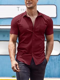 Mens Short Sleeve Button Down Pocket Shirt