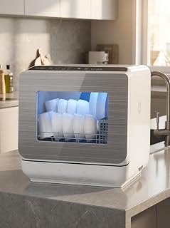 Sunvivi Portable Dishwasher 18’’ Countertop with 152OZ Water Tank | Dishwasher Machine fits up to 12" plates, Energy Star, 6 Preset Mode, 12H Delay Start, Small Dish Washer for RV&Apartment