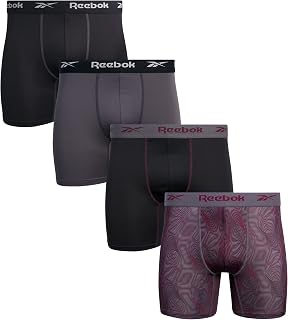Reebok Mens Active Underwear - Sport Soft Performance Boxer Briefs (Pack of 4)