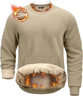 Men's Sherpa Lined Sweatshirts Heavyweight Fleece Pullover with Pocket