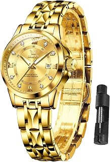 OLEVS Ladies Watch Two Tone Watches for Women Date Dress Watches for Small Wrists Luxury Easy Read Ladies Waterproof Watch Blue/Black/Gold/Silver Dial Reloj
