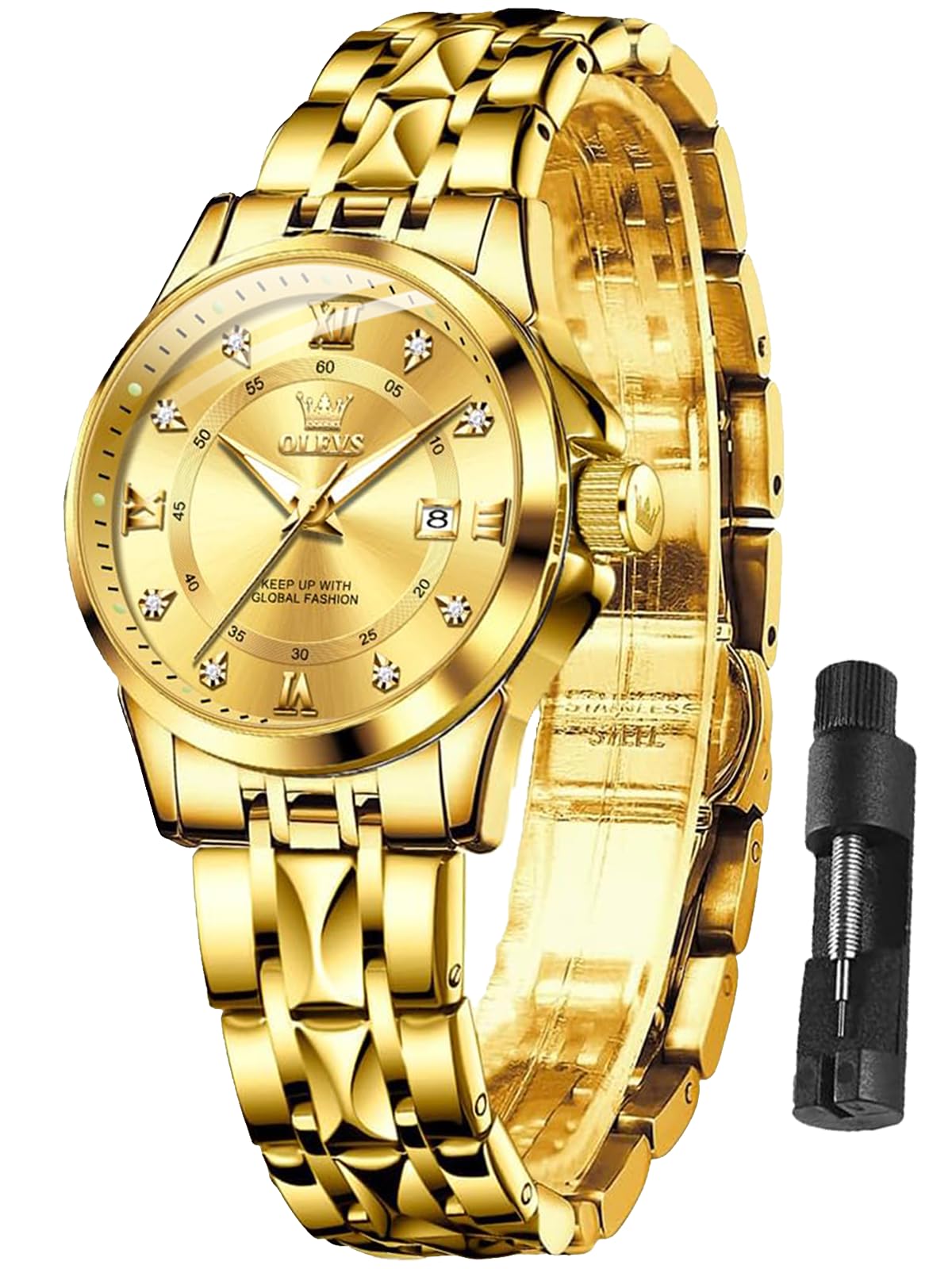 OLEVS Ladies Watch Two Tone Watches for Women Date Dress Watches for Small Wrist