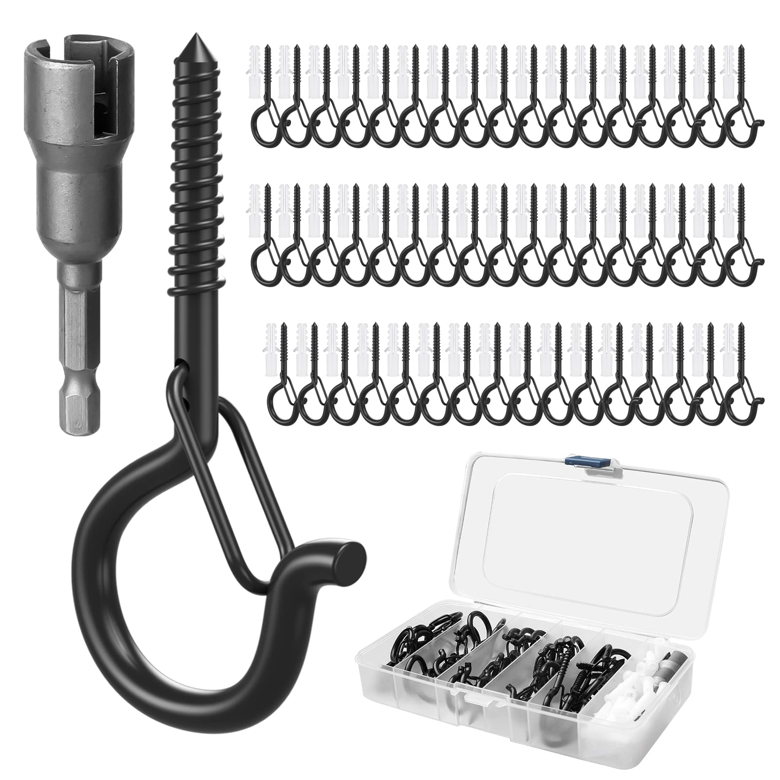 50 Set Q-Hanger Hooks for Outdoor String Lights, GIPTIME Ceiling Hook Screw Chri