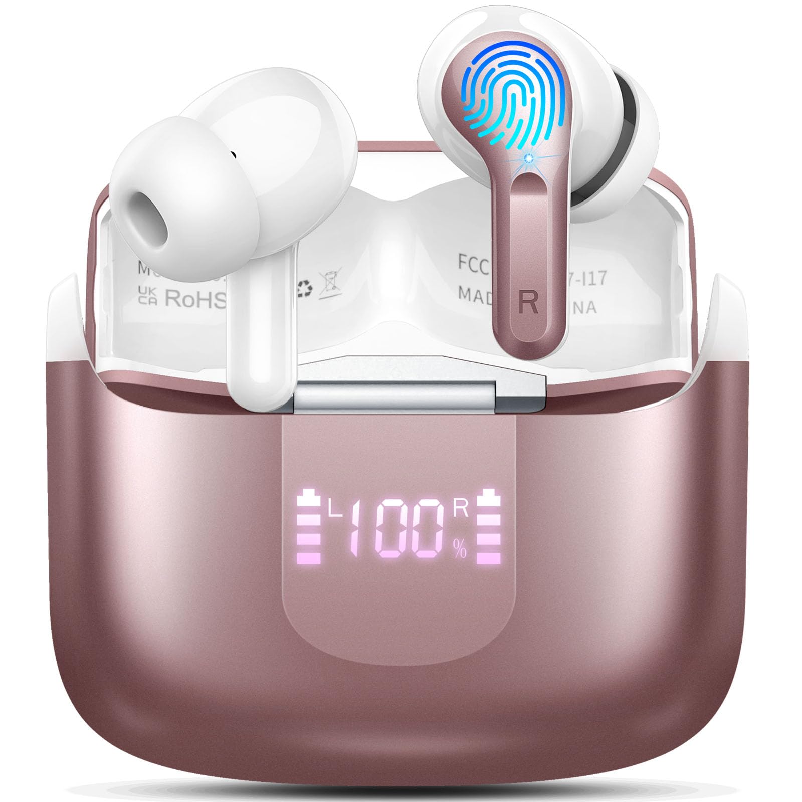 Ordtop Wireless Headphone Bluetooth 5.4 Earbud, HiFi Stereo Bass in-Ear Bud