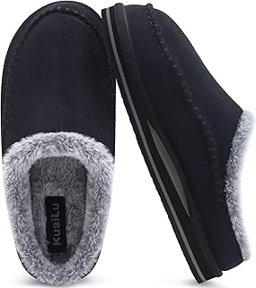 KuaiLu Herren Kuschelschuhe Memory-Schaum Plüsch offenem Rücken Hausschuhe