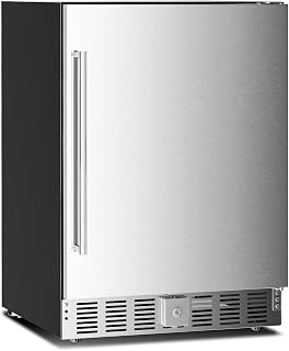 Antarctic Star 24 Inch Outdoor Beverage Refrigerator, 180 Can Stainless Steel Mini Fridge, Undercounter Built-in or Freestanding, Fast Cooling Low Noise Wine Cooler for Home Patio, 32-50°F