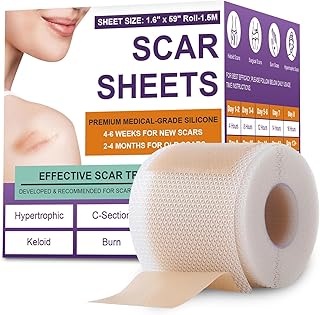 Silicone Scar Sheets, Medical Grade Silicone Scar Tape for Old & New Scars | Scar Tape for Surgical, Hypertrophic, Keloid, C-Section, Burn Scars, Reusable Professional Scars Removal (1.6"X59" Roll-1.5M)