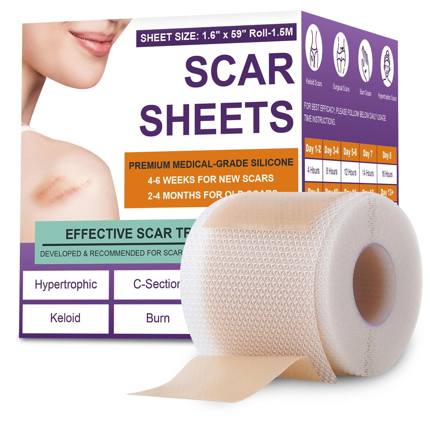 Silicone Scar Sheets, Medical Grade Silicone Scar Tape for Old & New Scars | Sca