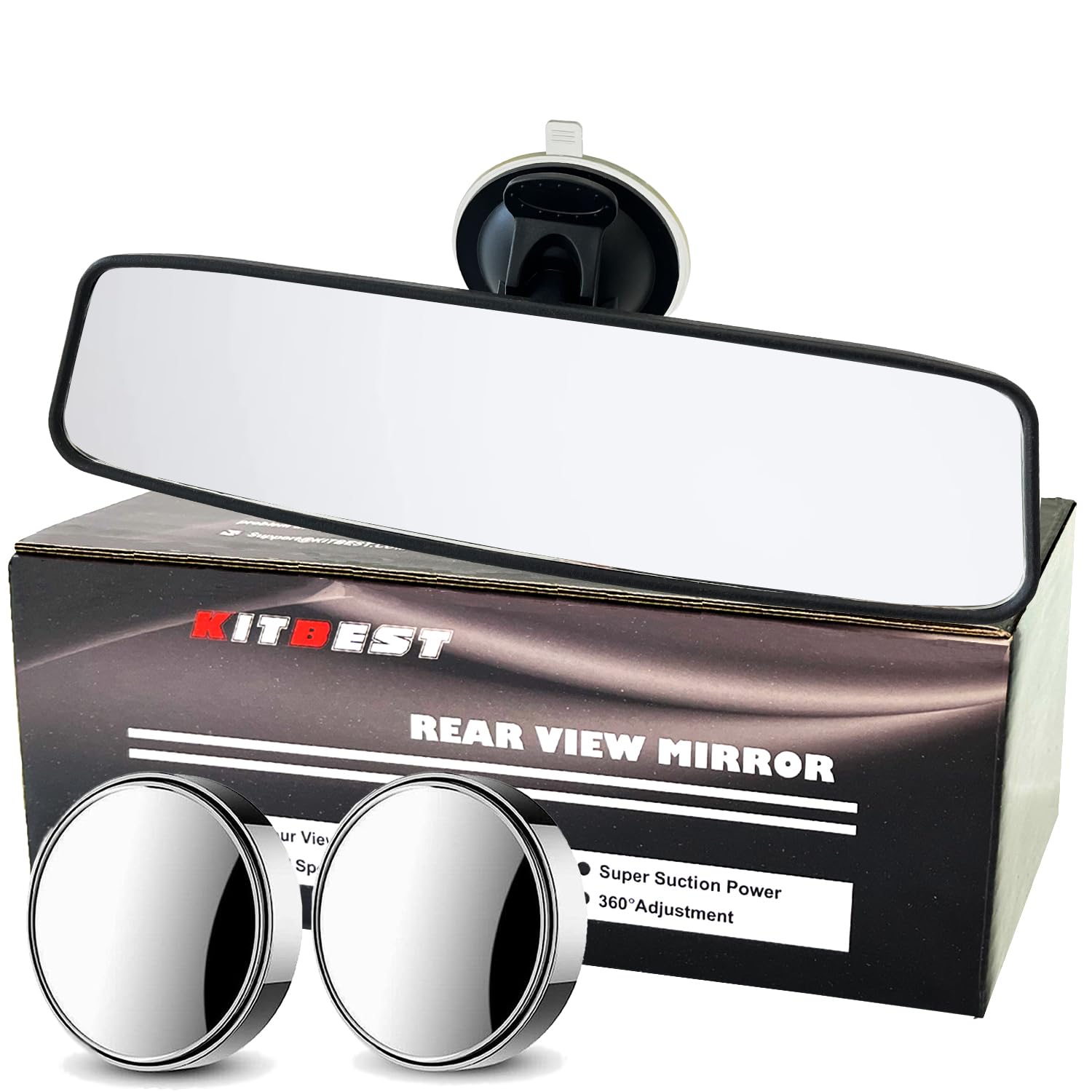 KITBEST Rear View Mirror Driving Test Instructor 240mm + 2 Blindspot Mirror | St