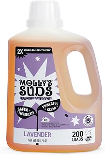 Molly's Suds Liquid Laundry Detergent | Clean Laundry Detergent Soap for Sensitive Skin | 2x Concentrated, High Efficiency (HE) (Lavender - 200 Loads)