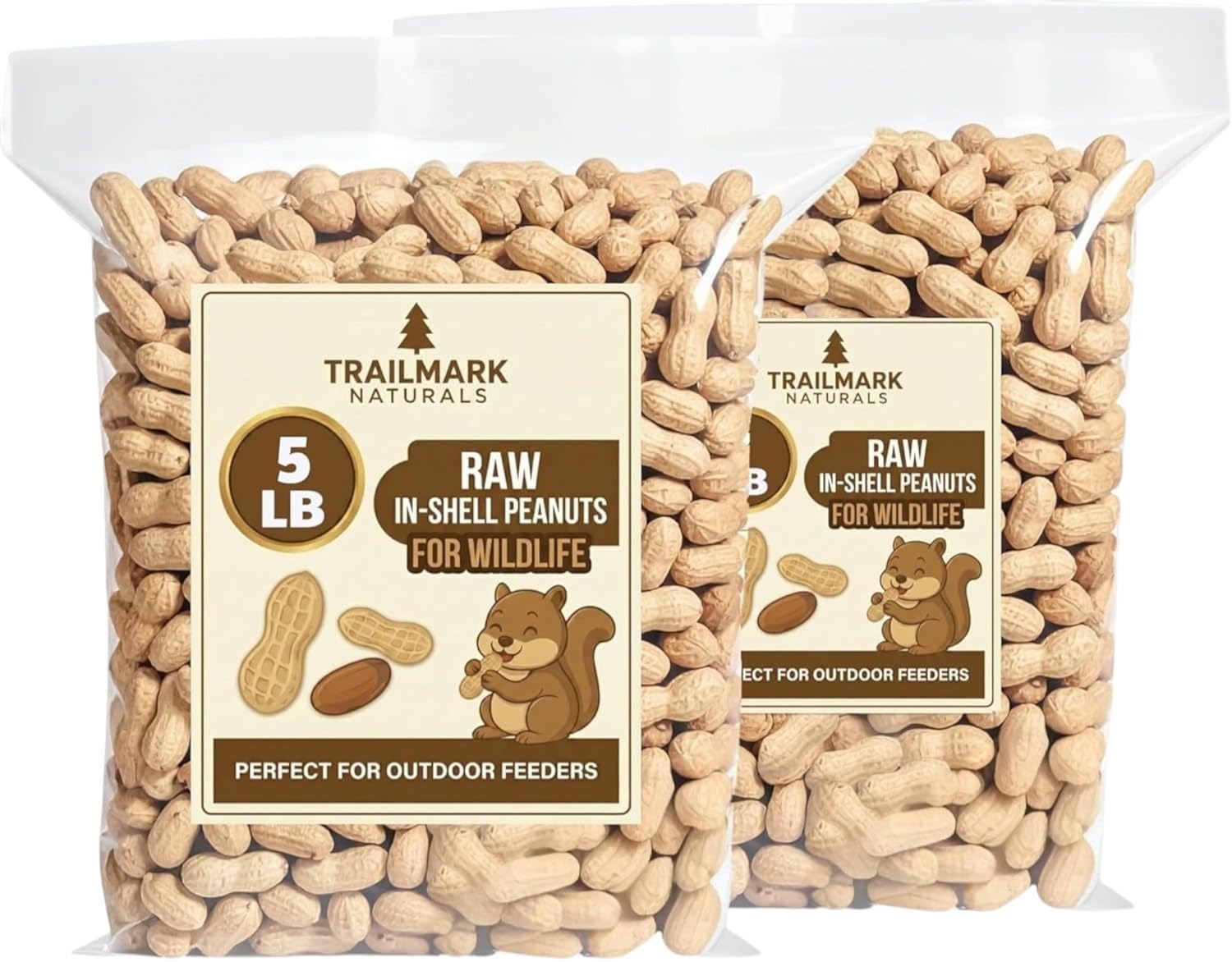 TRAILMARK NATURALS - 2 Pack of 5 Lb Bags (10 Pounds Total) - Raw Peanuts for Squ