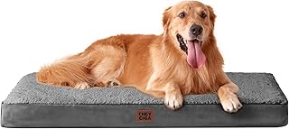 EHEYCIGA Orthopedic Dog Bed Large with Removable Washable Cover, 41IN Grey | Egg Crate Foam Support, Durable Oxford fabric, Non-Slip Bottom, Machine Washable, Soft Waterproof Plush Pet Bed Mat For Crate