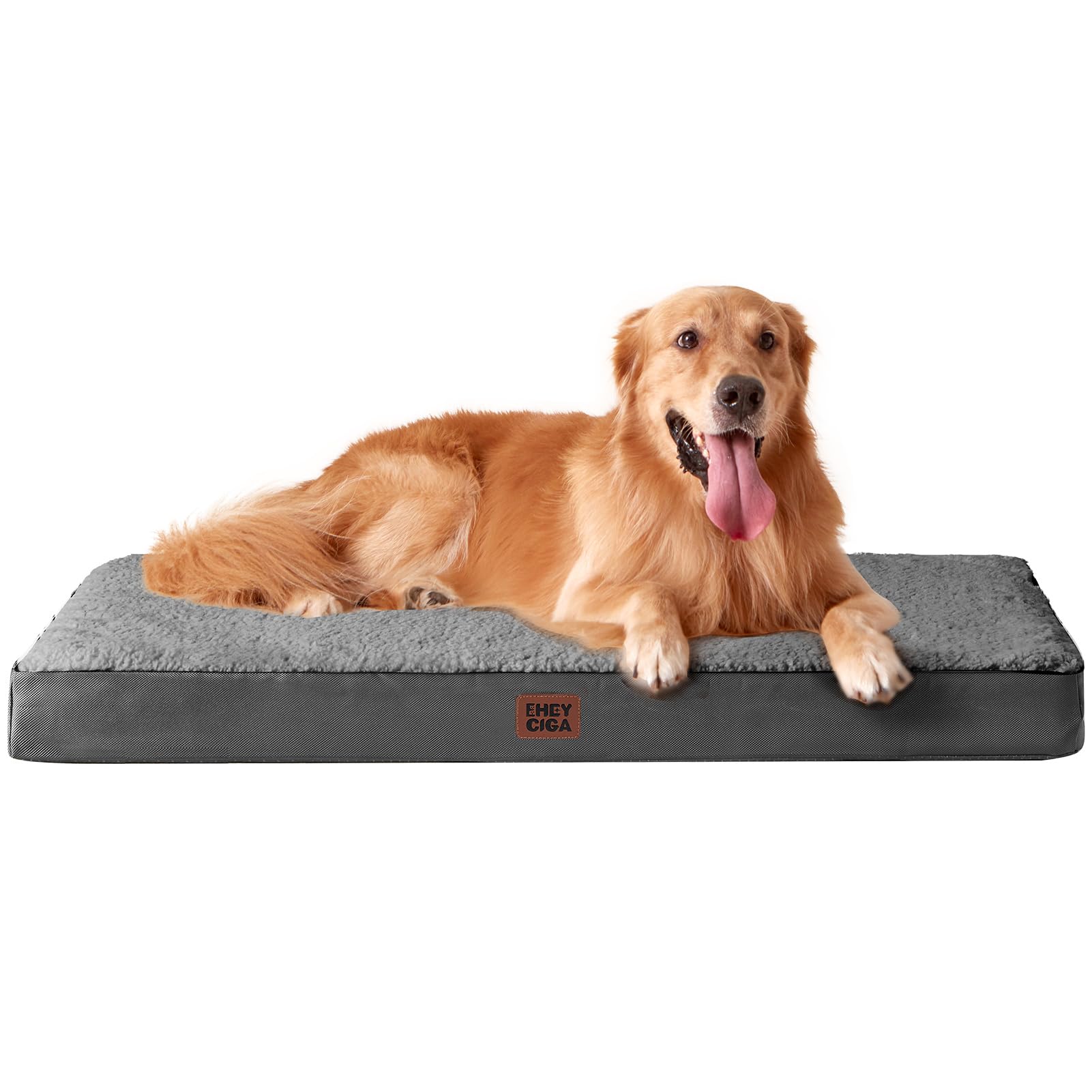 EHEYCIGA Orthopedic Dog Bed Large with Removable Washable Cover, 41IN Grey | Egg