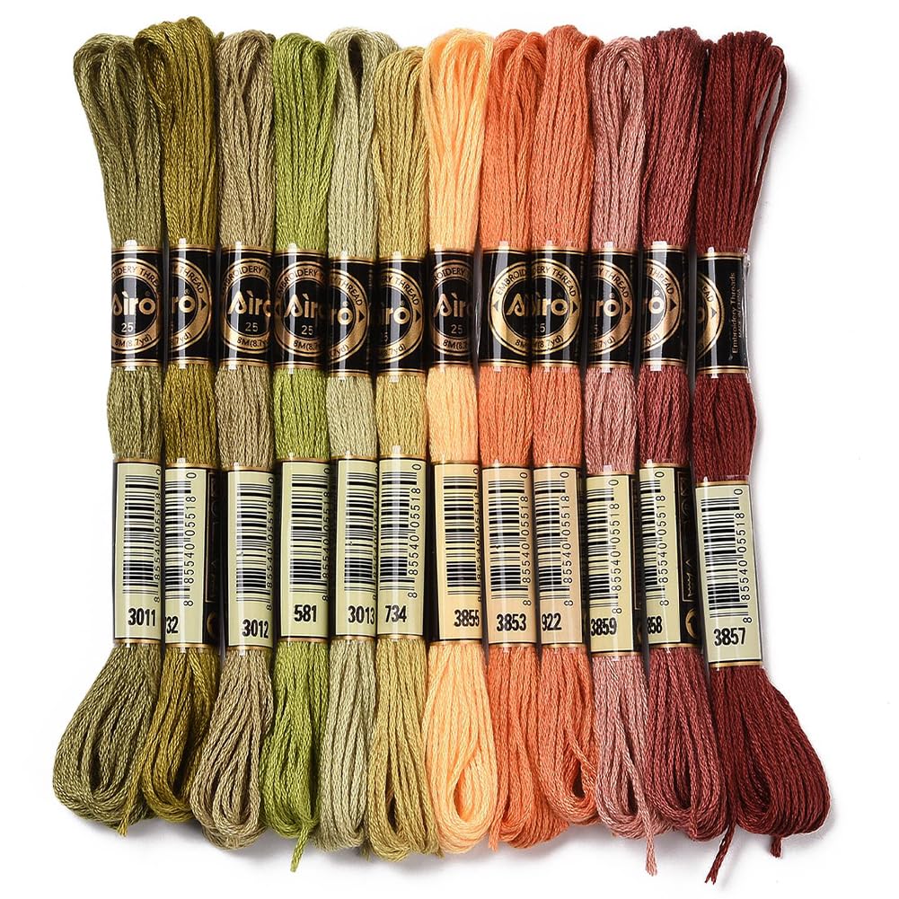 CABODYALS 12 Skeins 105 Yards Variegated Embroidery Floss Thread for Craft | Gre
