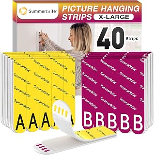 Summerbrite Picture Hanging Strips Without Holes, 20 Pairs (40 Strips, XL)