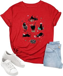 Cat Shirts for Women Black Cat Mom Shirt Cute Animal Graphic Tee Teen Funny Casual Short Sleeve Gift Tee Tops Clothes
