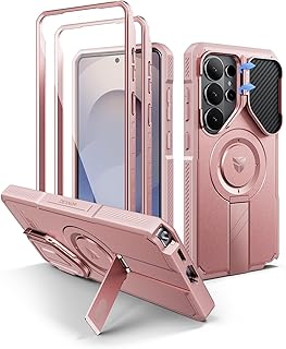 Dexnor Magnetisch Hülle Kompatibel mit Samsung Galaxy S26 Ultra mit Kameraabdeckung & Einstellbarer Kickstand & Eingebauter Displayschutz, Magnetic Rugged Stoßfeste Stoßfänger Handyhülle - Pink