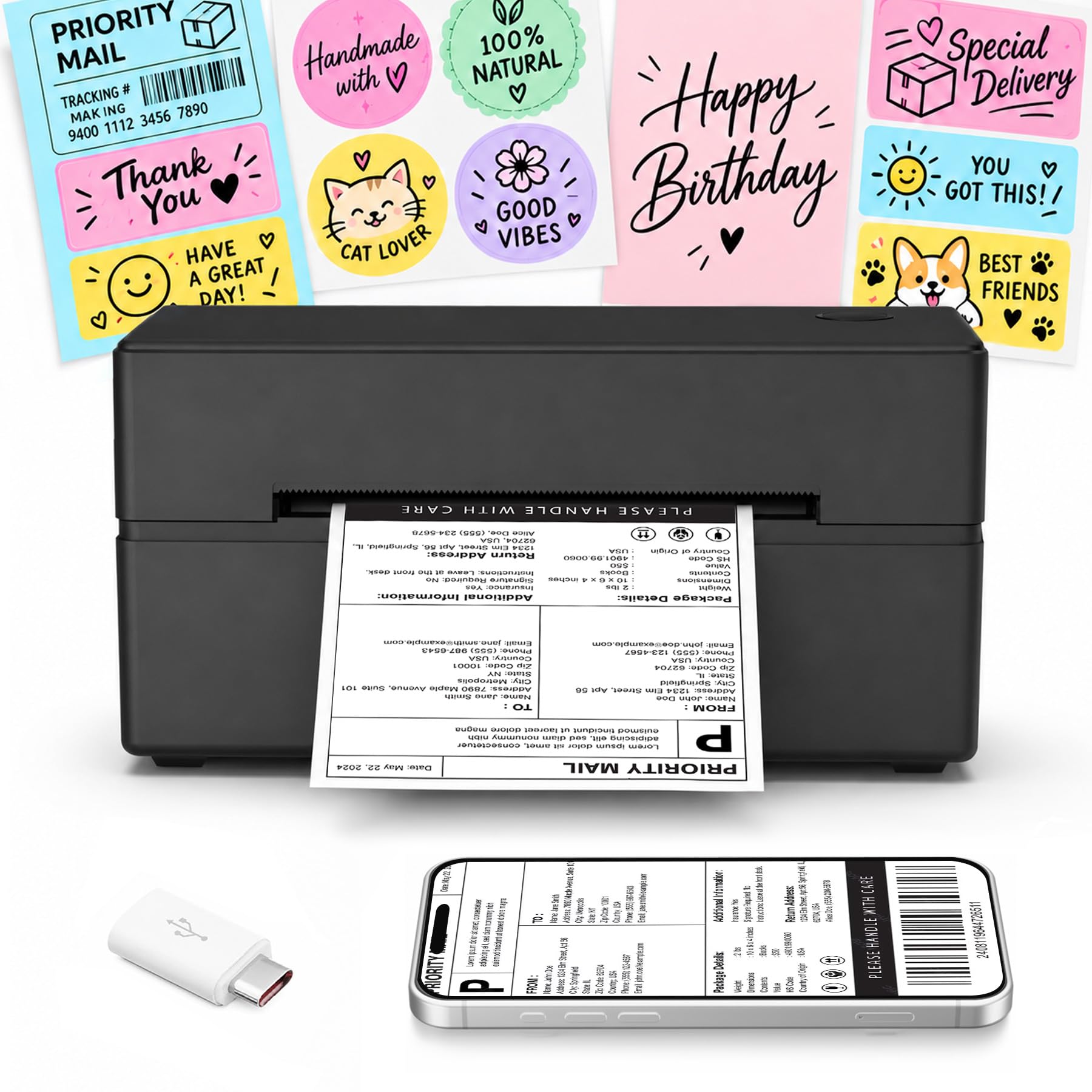 Thermal Shipping Label Printer 4x6 Bluetooth Label Maker for Small Business | Wi