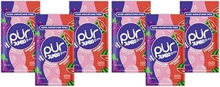 PUR Jumbo Gum | Aspartame Free Chewing Gum | 100% Xylitol | Natural Bubblegum, Grape, Watermelon Flavour, 20 Pieces (Pack of 6)