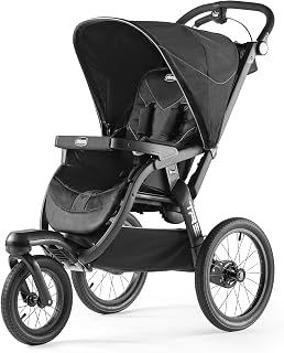 Chicco TRE All-Terrain Jogging Stroller w/Adjustable Suspension | Click-In Attachment for Chicco Infant Car Seats, Swivel Lock, UPF 50+ Canopy, 1-Hand Fold, Zippered Storage Basket, Black