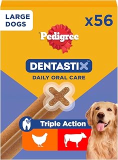 Pedigree DENTASTIX Daily Dental Sticks for Large Dogs, 56 Chicken and Beef Sticks