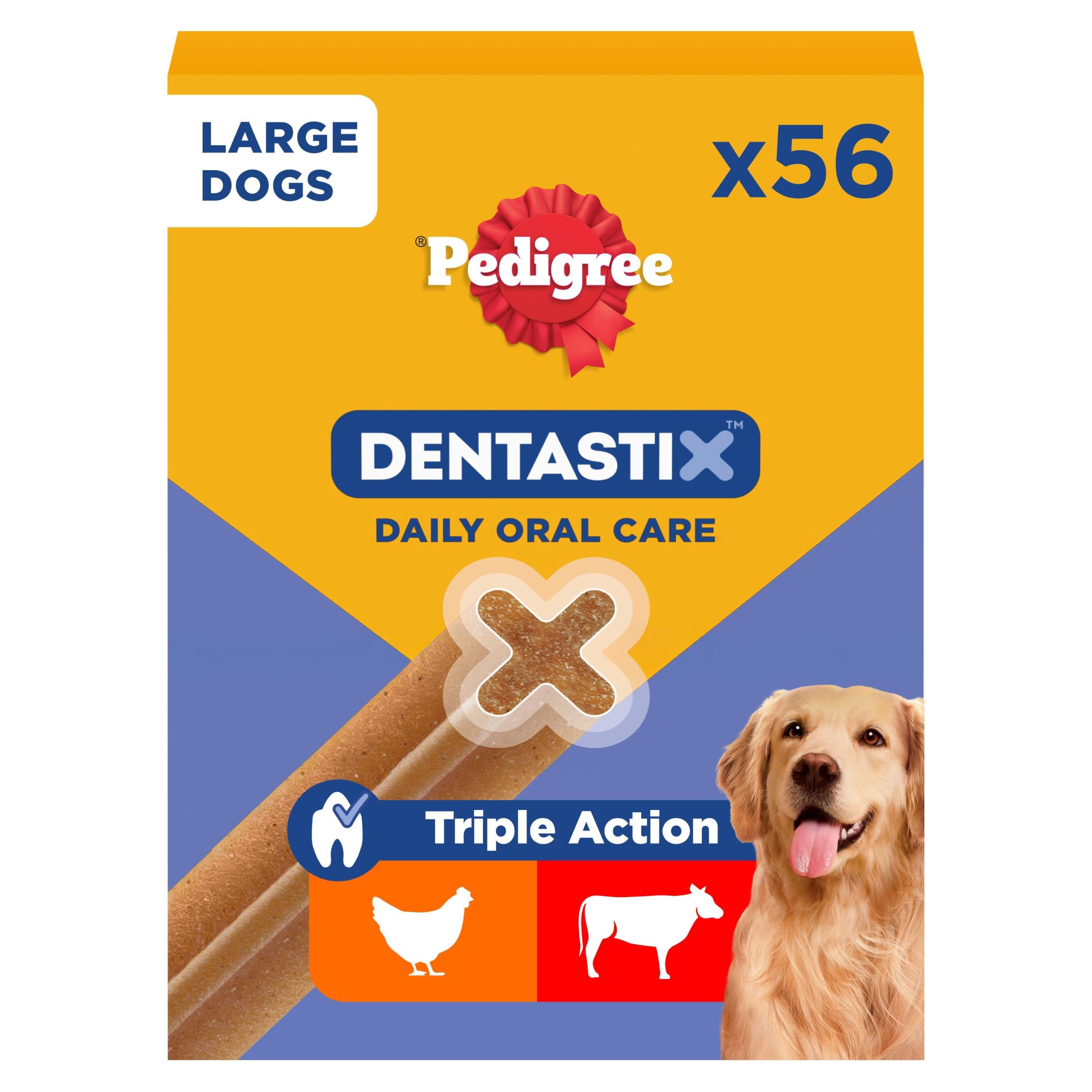 Pedigree DENTASTIX Daily Dental Sticks for Large Dogs, 56 Chicken and Beef Stick