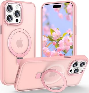 Magnetic for iPhone 15 Pro Max Case with Ring Stand, Pink