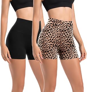 Leafigure Set of 2 Women Cycling Pants High Waist Matte Summer Gym Fitness Yoga Pants