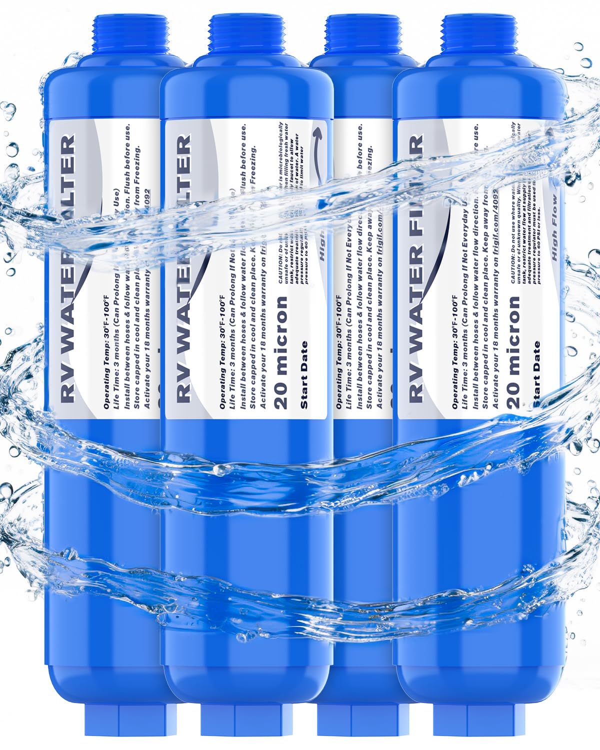 PAULINN RV Camper Inline Water Filter, 4 Packs Marine Garden Camping Water Hose 