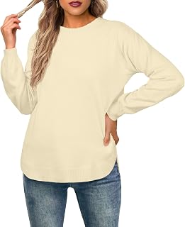 GRECERELLE Womens Long Sleeve Jumpers Lightweight Crew Neck Sweater Tops Casual Soft Knit Pullover for Ladies