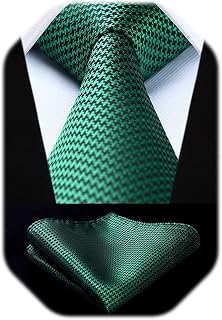 HISDERN Men's Tie and Handkerchief Elegant Neckties Fashion Wedding Houndstooth Pattern Business Party Tie Set