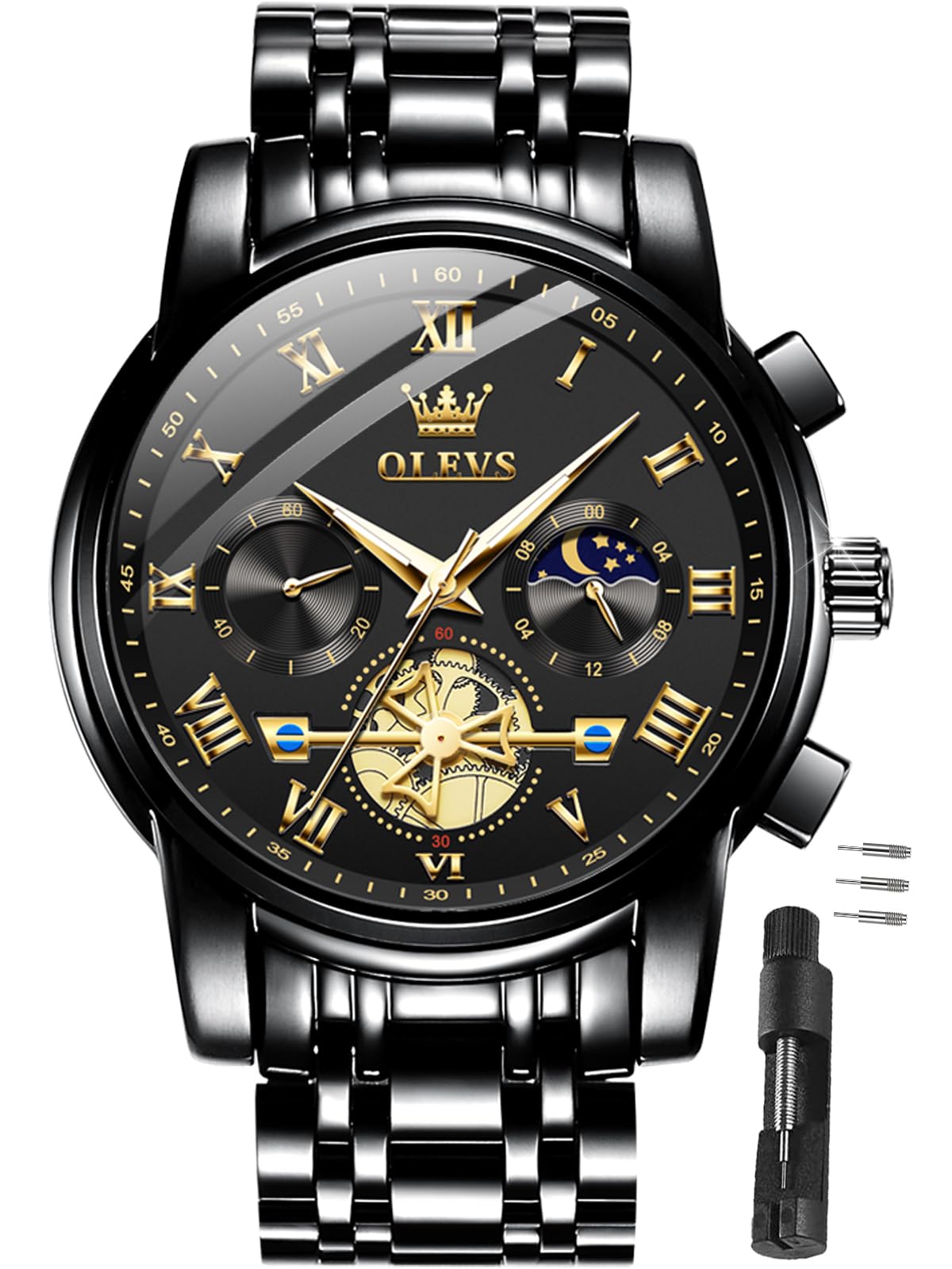 OLEVS Watch Men Luxury Dress Stainless Steel Date Analog Watch Waterproof