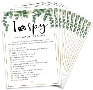Wedding I Spy Game – 10 A6 Guest Photo Challenge Cards – Eucalyptus | 10 A6 cards • Fun photo hunt • Gets guests mingling • Eucalyptus design • A memorable wedding keepsake for the happy couple
