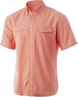 HUK Men's Tide Point Kc Scott Original Artwork Short Sleeve Shirt, Fishing Button Down