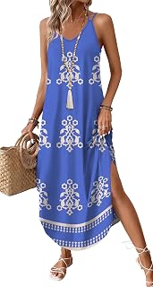 WIHOLL Summer Dresses Women 2026 Maxi Dress Boho Halter Dress Sundress Beach Holiday Travel Dresses