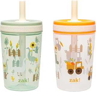 Zak Designs Silly Goose-Harvest Kelso 15oz Leak-Proof Toddler Cups, 2-Pack | BPA Free, Plastic, Sippy Cups, Cup Holder Friendly, Dishwasher Safe, Easy to Clean, For Preschool, Home, Daycare or Travel