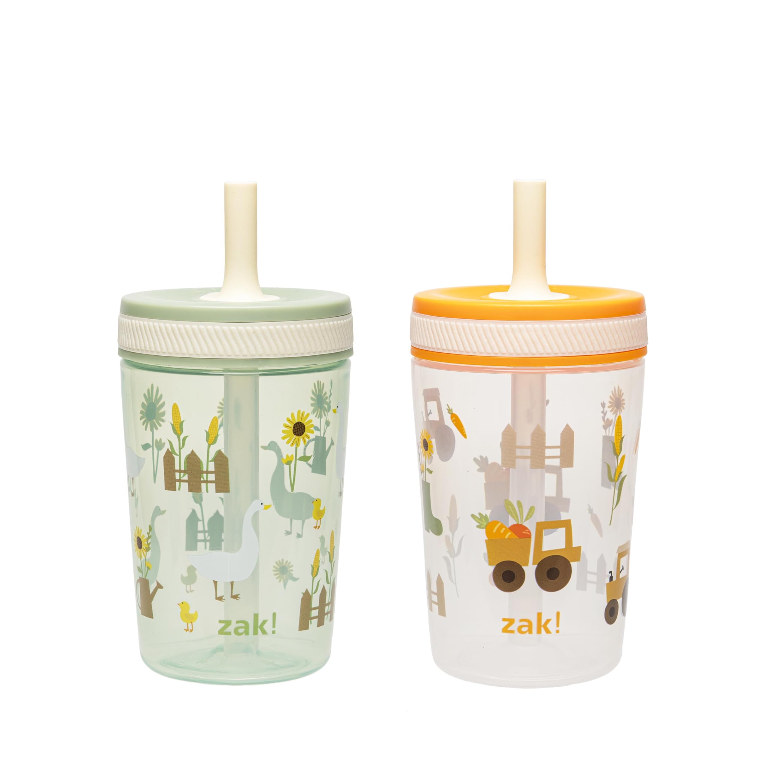 Zak Designs Silly Goose-Harvest Kelso 15oz Leak-Proof Toddler Cups, 2-Pack | BPA