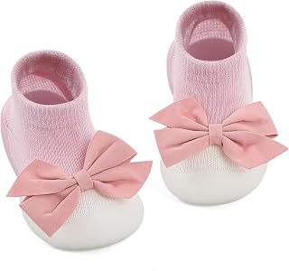 MK MATT KEELY Baby Girl Shoes with Bow Toddlers Sock Shoes Baby Barefoot Trainers Anti Slip Pre Walkers Shoes