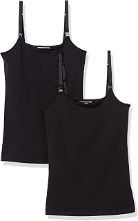 Amazon Essentials Women's Maternity Nursing Friendly Camisole with Adjustable Straps and Built-in Shelf Bra, Pack of 2