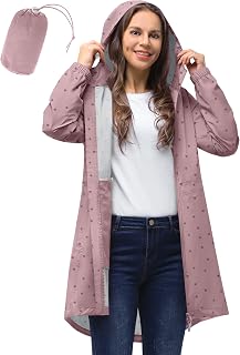 33,000ft Waterproof Rain Poncho Lightweight Breathable Windproof Hooded Thin Foldable Long Waterproof Coats Women