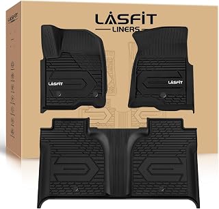 LASFIT Floor Mats for Chevy Silverado/GMC Sierra 1500 2019-2026 | 2500 HD/3500 HD 2020-2027, Crew Cab &amp; Bucket Seat Only (Fit with Rear Under-Seat Storage Box, Not Fit 2nd Row Plastic Box)
