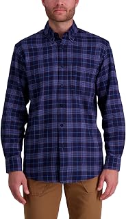 Haggar Men's Long Sleeve Cotton Flannelette Checked Classic Checked Flannel Shirt