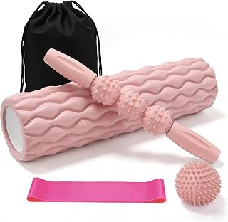 Foam Roller for Back 5-in-1 High-Density exercise roller set for yoga,Fitness,Pilates Deep Tissue Massage 13"x4"（Pink）- Wayfurr