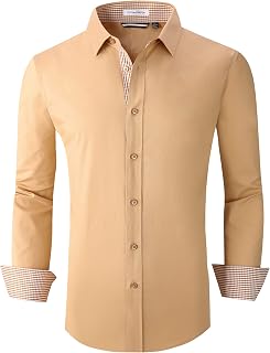 Alex Vando Men's Long Sleeve Shirt Regular Fit Elastic Business Shirt for Men