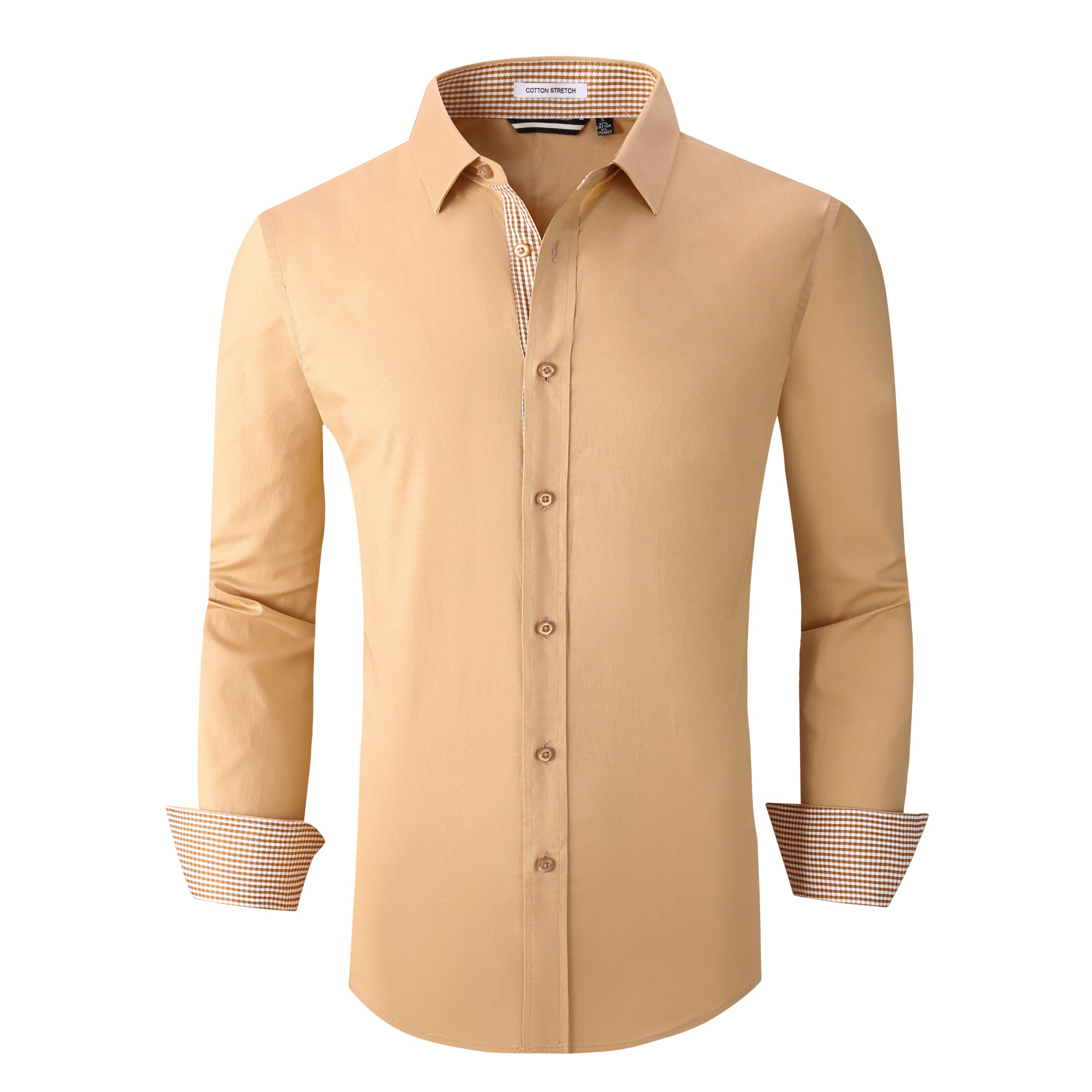 Alex Vando Men's Long Sleeve Shirt Regular Fit Elastic Business Shirt for Men