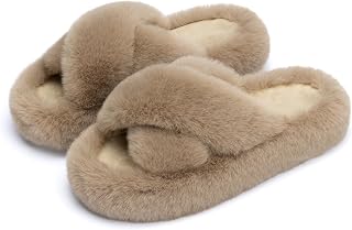[Chantomoo] Women Women Slippers Memory Foam House & Bedroom Women Fluffy Plush Cozy Faux Fur Lined Slide Shoes with Non-slip Sole Trendy Gift