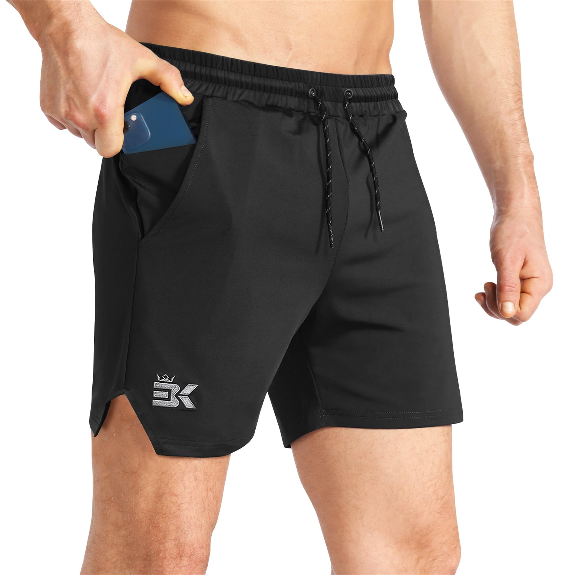BROKIG Mens Lightweight Gym Shorts 5" Running Athletic Short